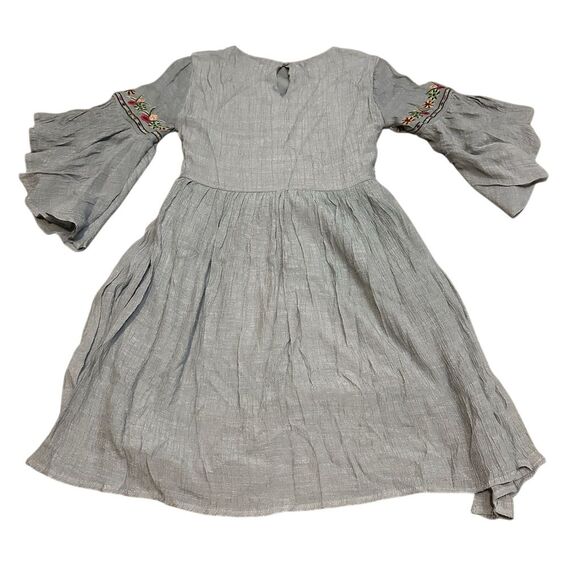 Umgee‎ Women's Gray Embroidered Floral Knee Length Dress Size S - Picture 2 of 7